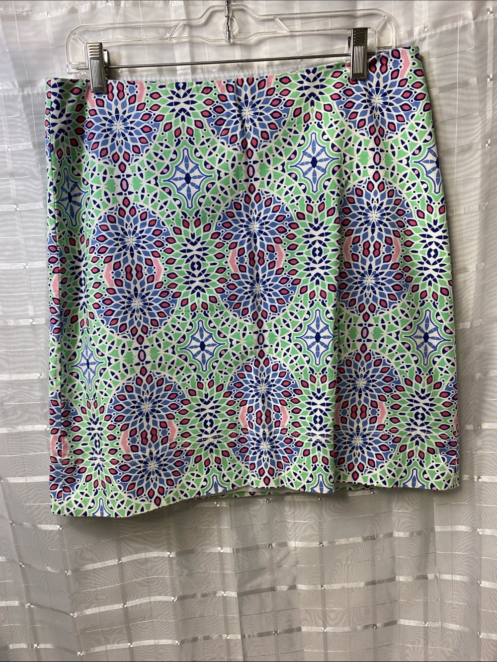 Talbots Multicolor Patterned Mini Skirt — Mint, Navy & Pink Accents